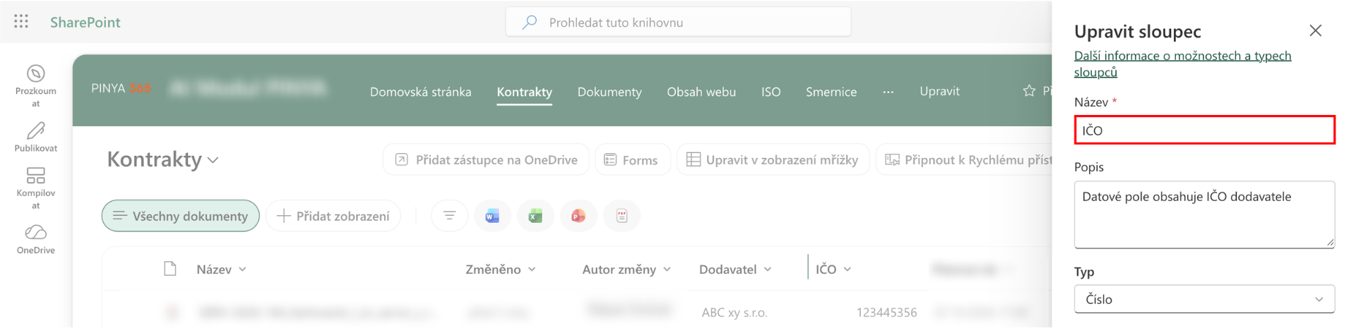 SharePoint: Úpravit sloupec