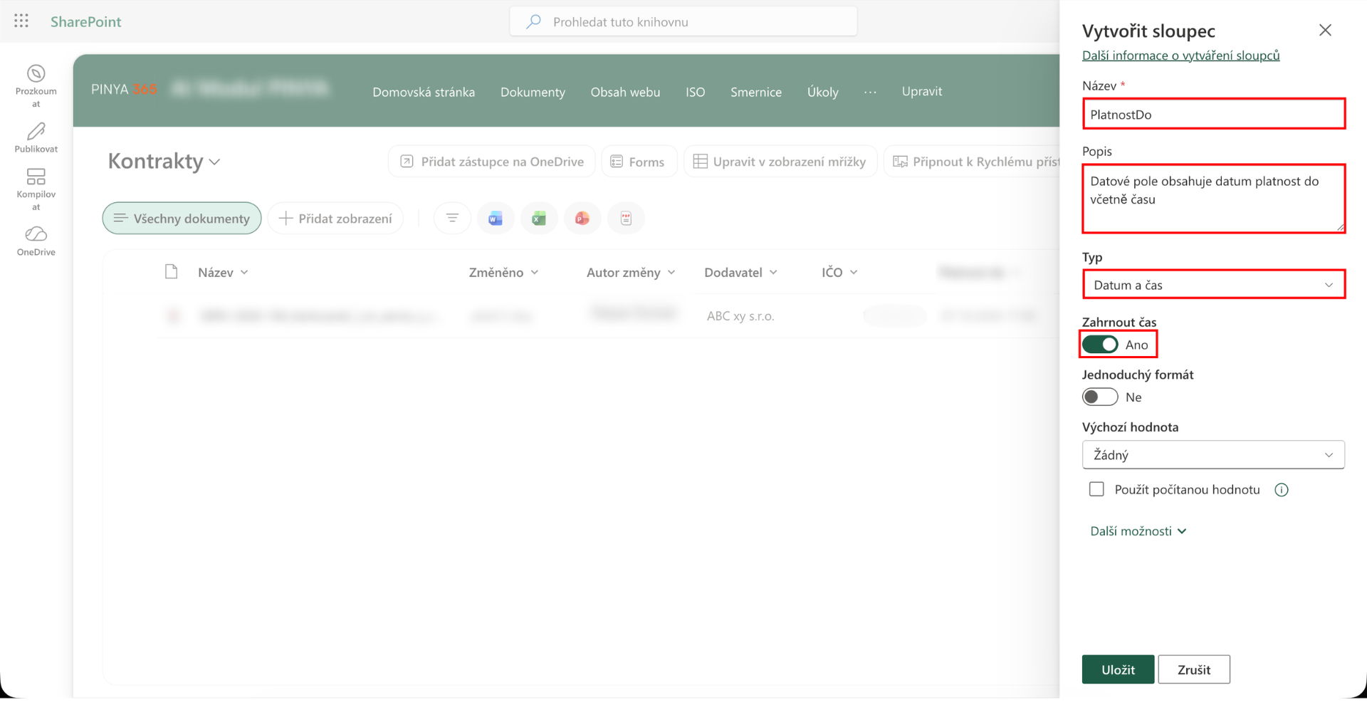 SharePoint: Vytvoření sloupce Platnost do