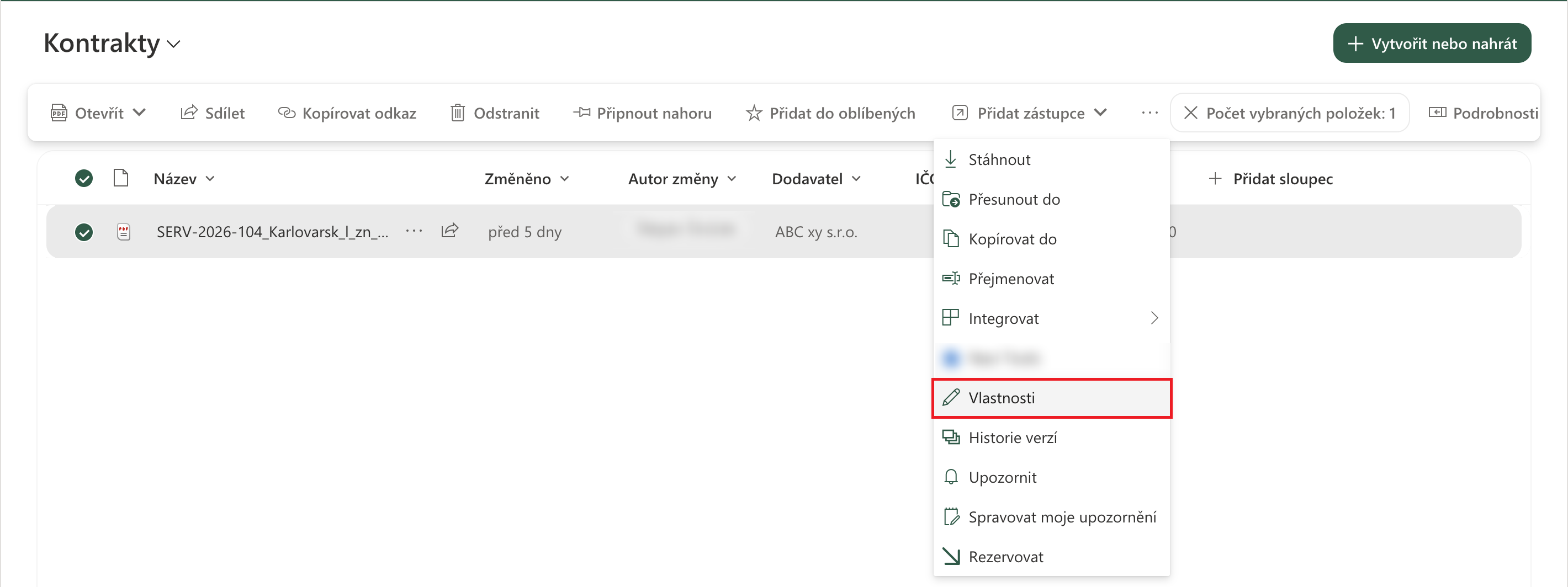 SharePoint: Vlastnosti dokumentu