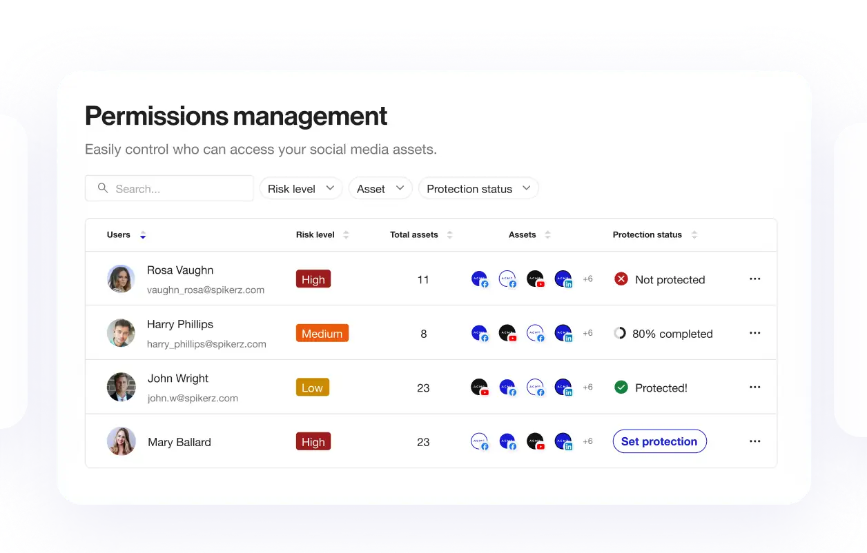 Permission managment screen