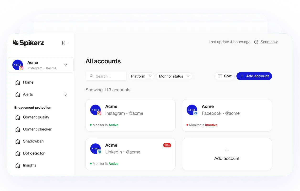 Spikerz dashboard