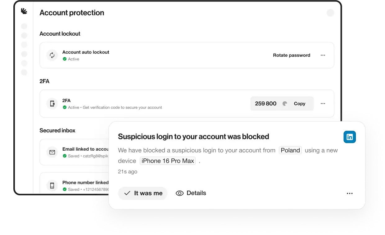 Account protection Dashboard