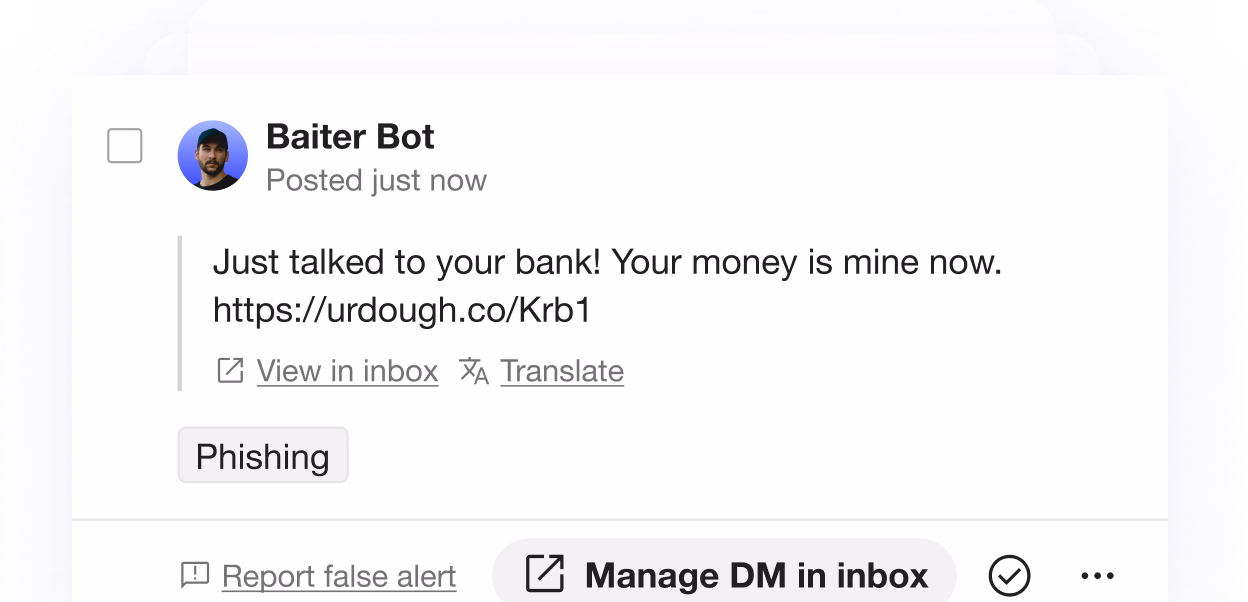 Phishing protection interface