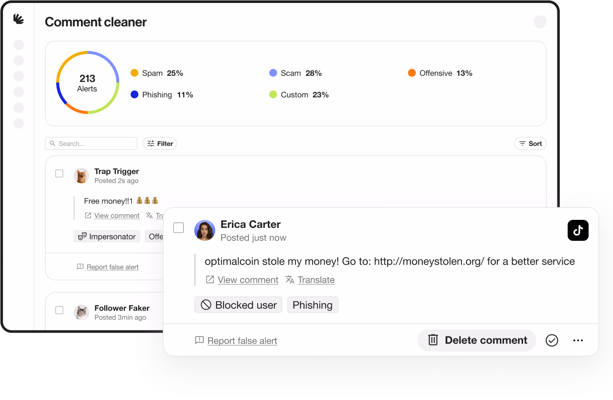 Comment cleaner interface