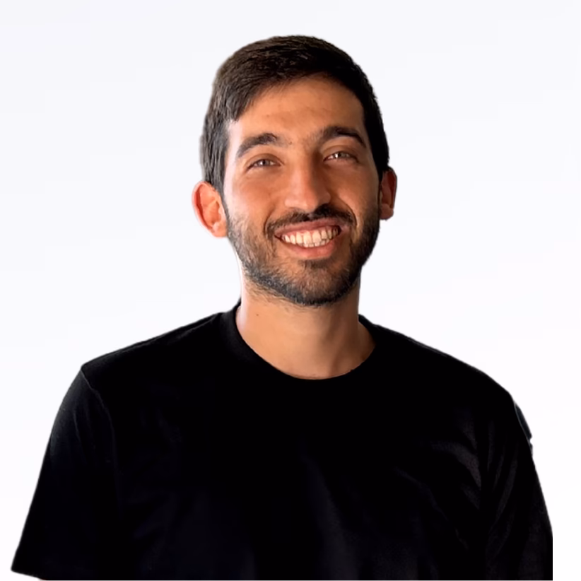 Spikerz CEO Naveh with short dark hair and beard wearing a black t-shirt against a plain white background.