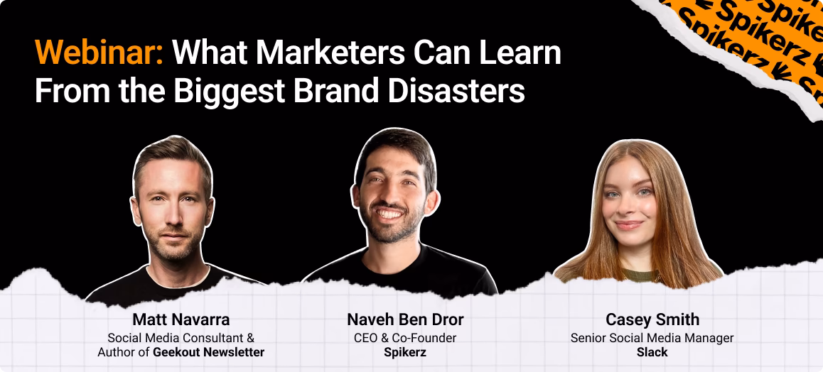 Webinar titled What Marketers Can Learn From the Biggest Brand Disasters with three speaker portraits.