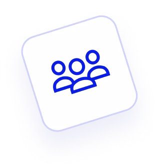 White keyboard key with a blue icon of three people representing a group or community.