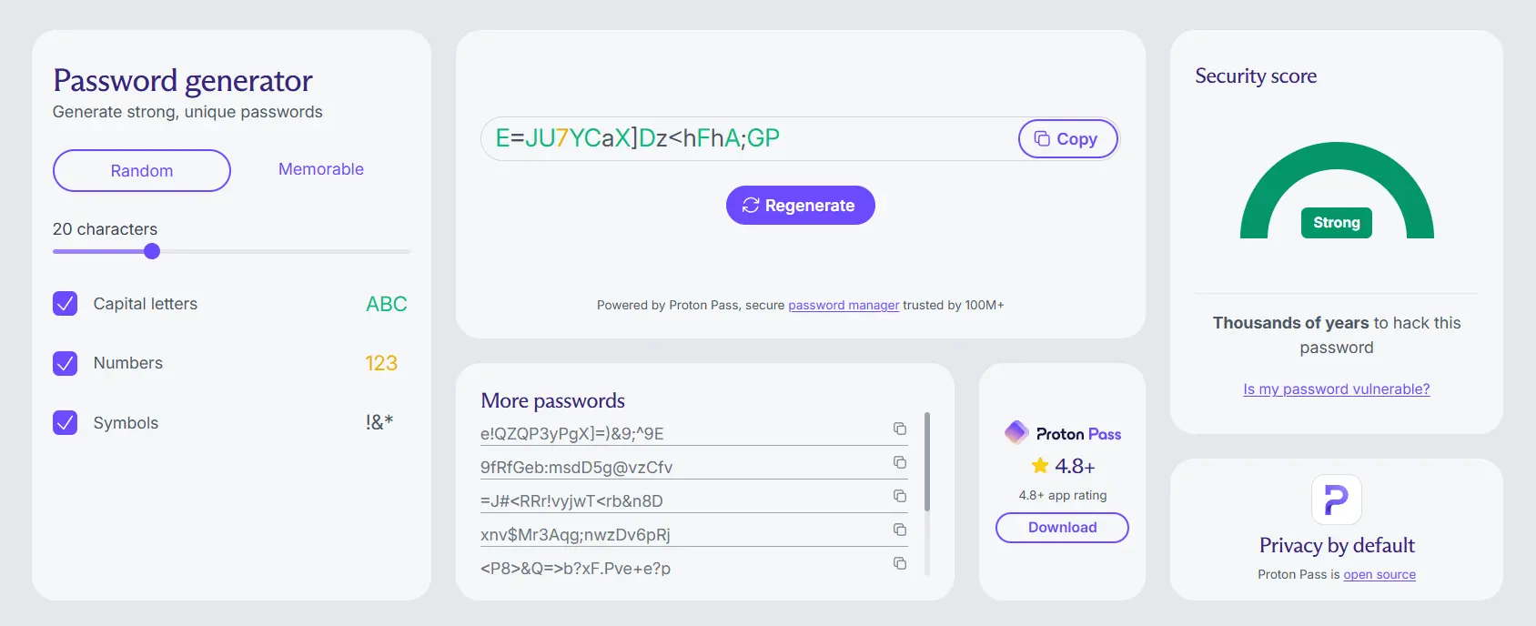Generate secure passwords