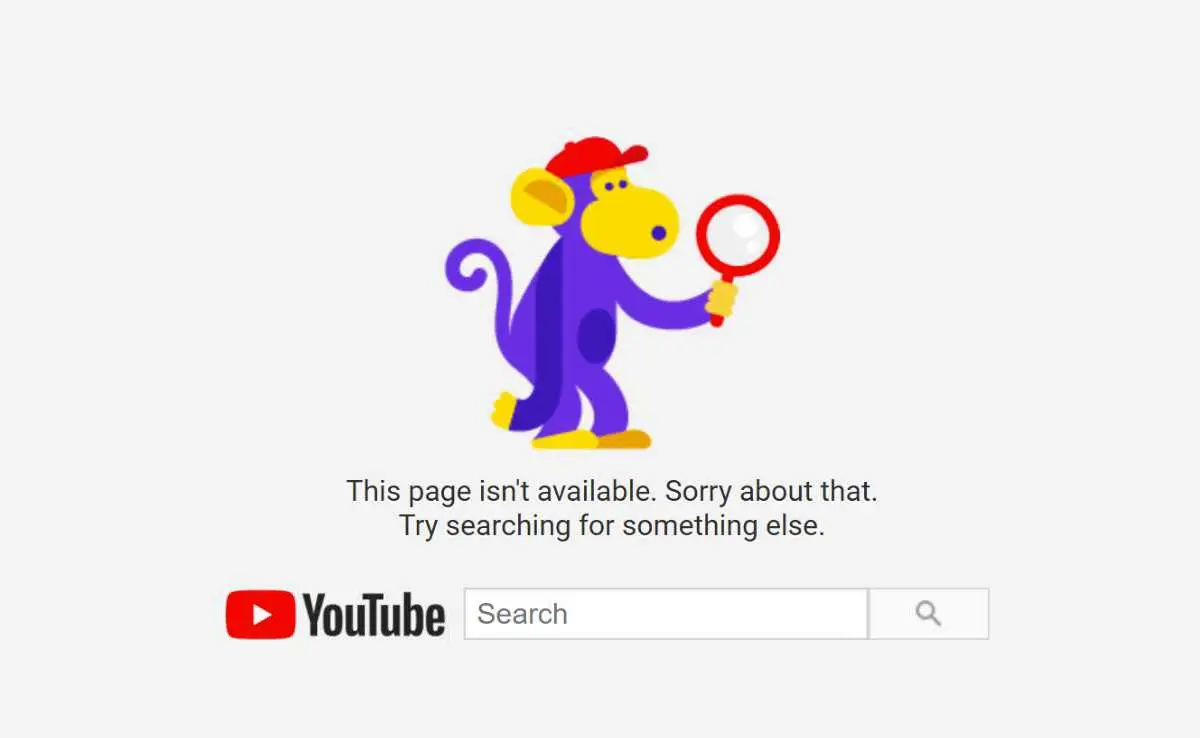 YouTube page not available
