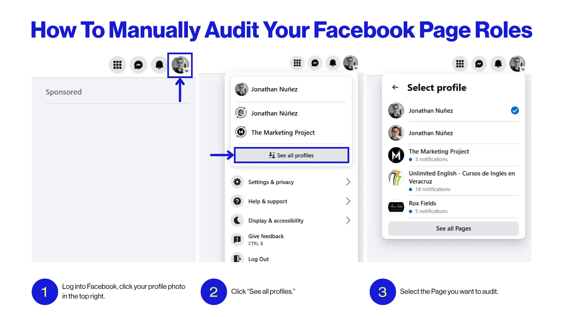 How To Manually Audit Your Facebook Page Roles Step 1 Switch into your Page