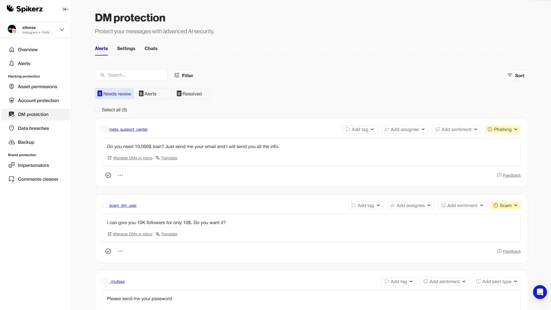 Social Media Phishing Protection (Direct Messages