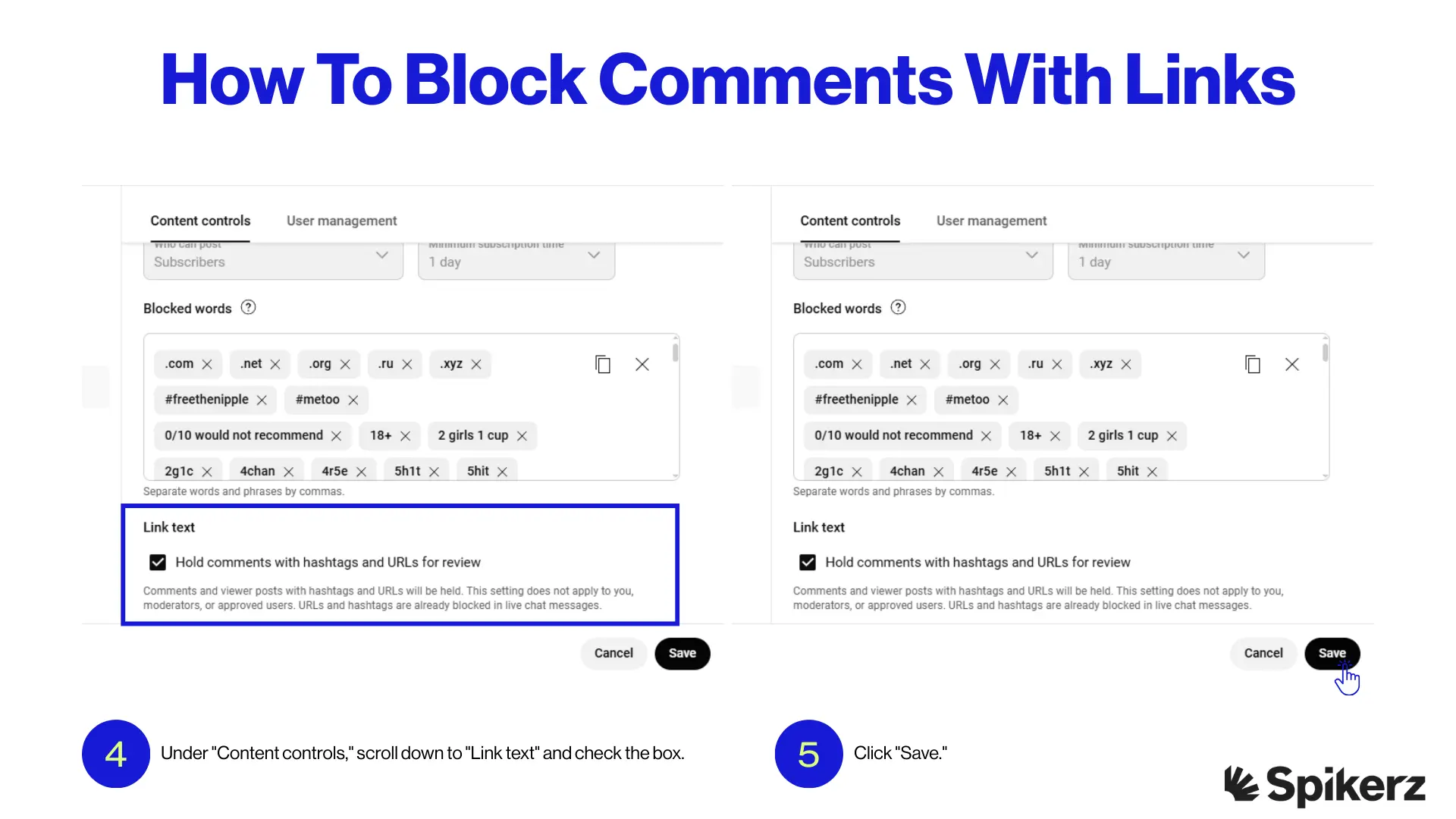 How To Block Comments With Links 02