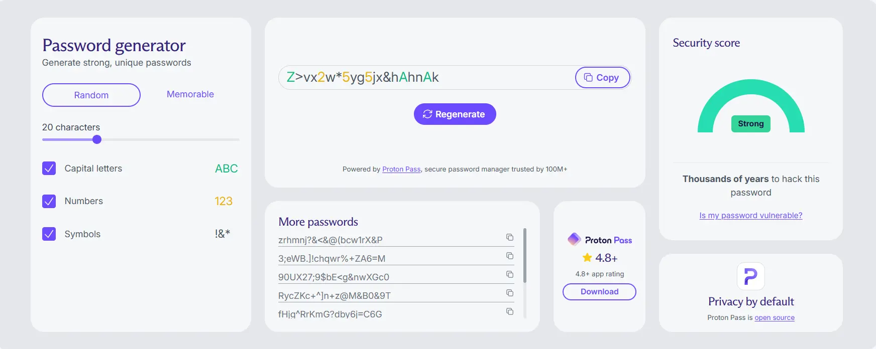 Example of a strong, unique password
