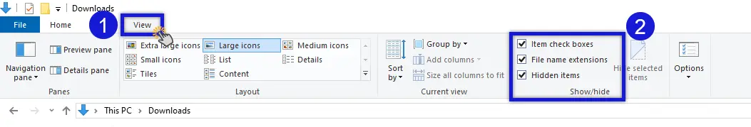 Show Full File Extensions on Windows 10