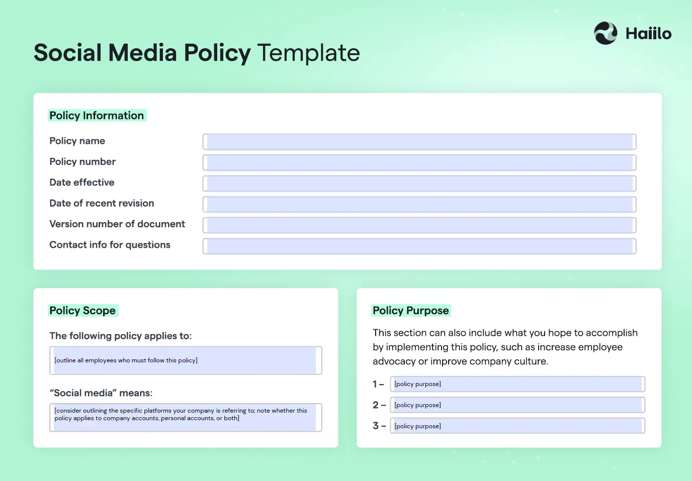 Social media policy template by Haiilo