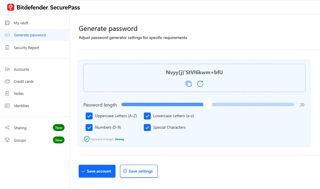 Generate strong passwords