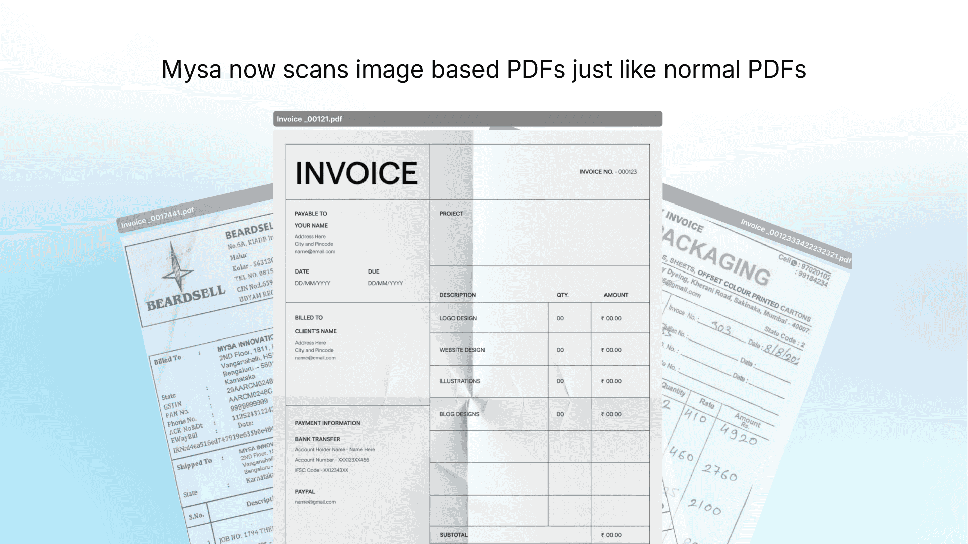 image showing how Mysa's AI scan can perfectly scan details out from image based PDFs perfectly as well