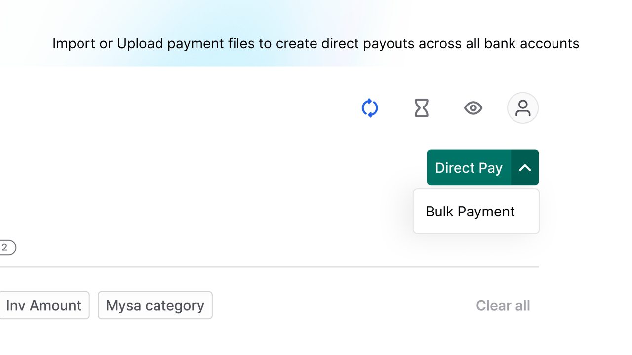 image showing the bulk payment file import option on Mysa
