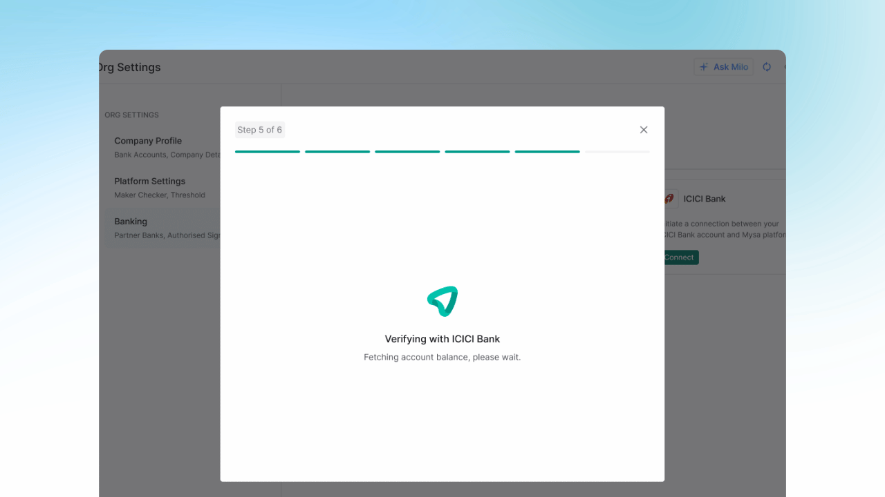 ICICI Bank can now be connected directly through self-serve in a few steps. Mysa also tracks SSL certificate expiry and notifies users ahead of time, so a lapsed certificate doesn't quietly break your banking connection.ICICI Bank can now be connected directly through self-serve in a few steps. Mysa also tracks SSL certificate expiry and notifies users ahead of time, so a lapsed certificate doesn't quietly break your banking connection.