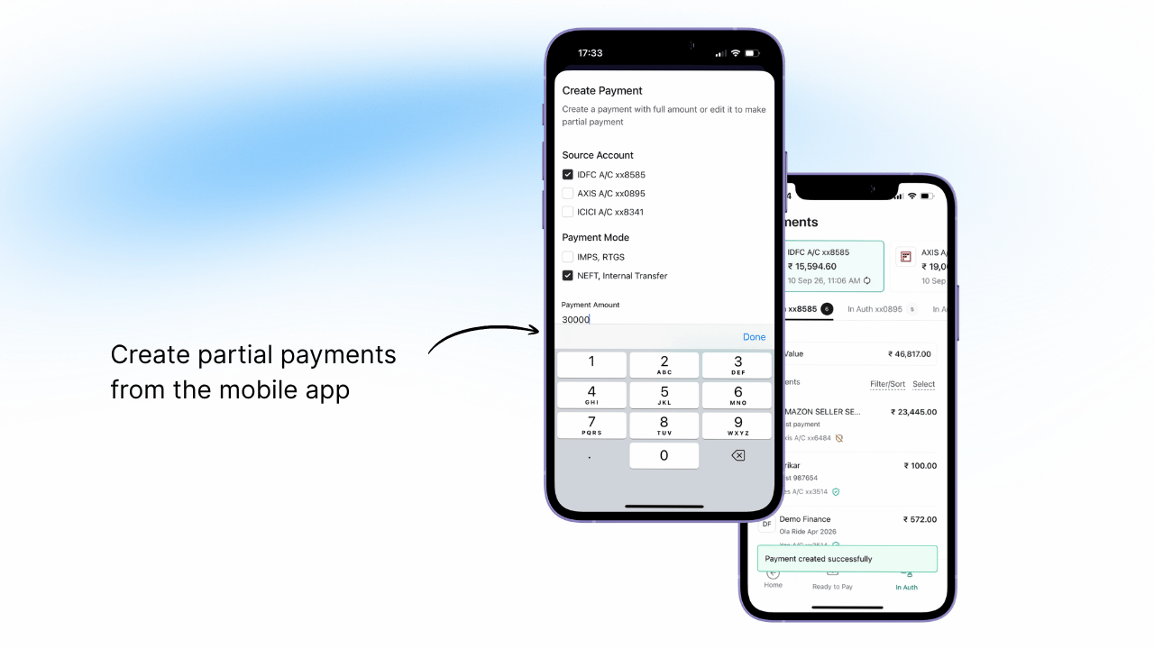 Finance teams can now make a partial payment against a single invoice directly in Mysa, instead of paying the full amount or handling the shortfall outside the platform.