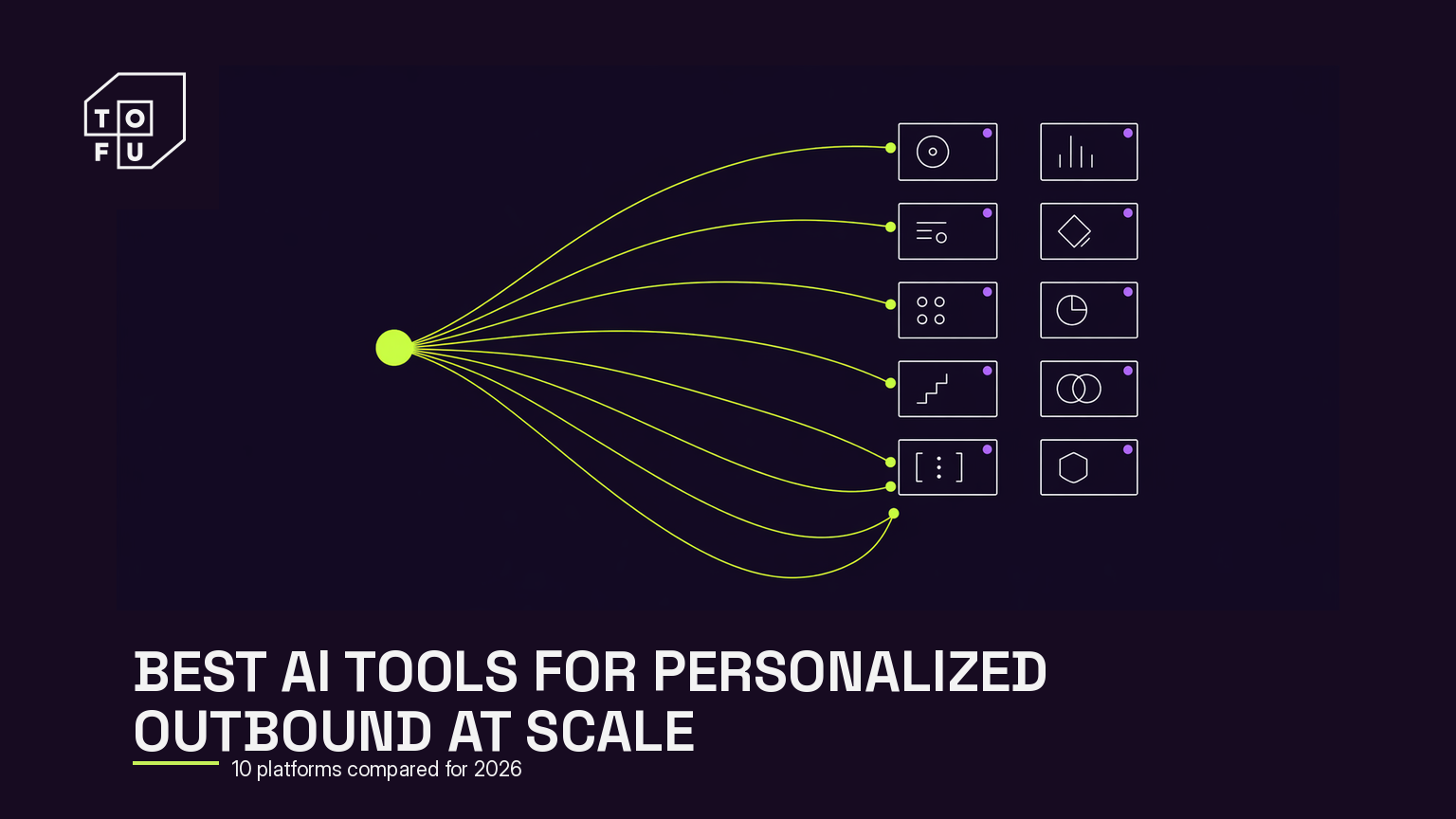 Fan-out diagram visualizing personalized outbound — one message, ten AI-powered tool outputs