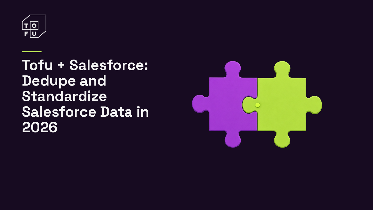 Tofu blog hero: Tofu + Salesforce: Dedupe and Standardize Salesforce Data in 2026