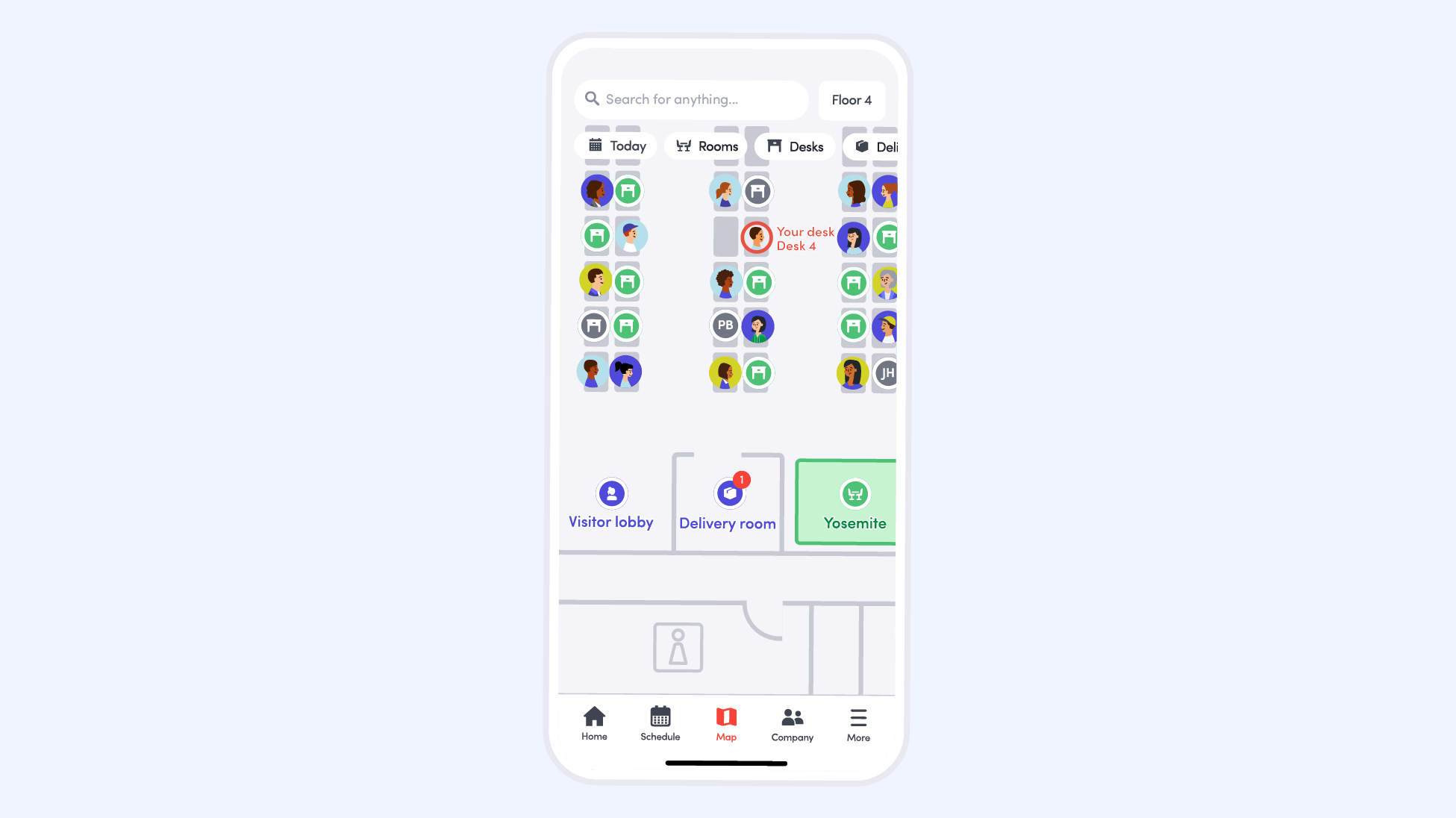 Envoy map search shown on a mobile device