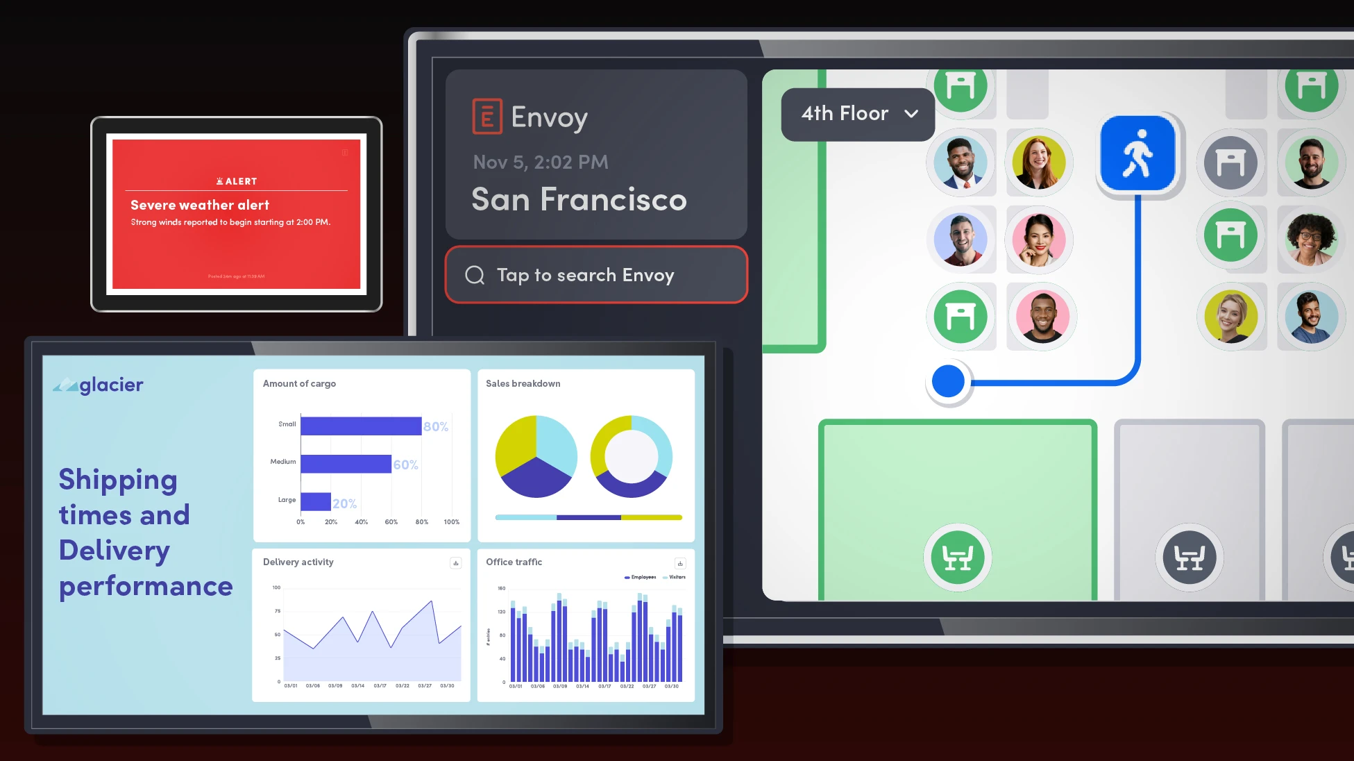 An illustrated product shot of Envoy Screens