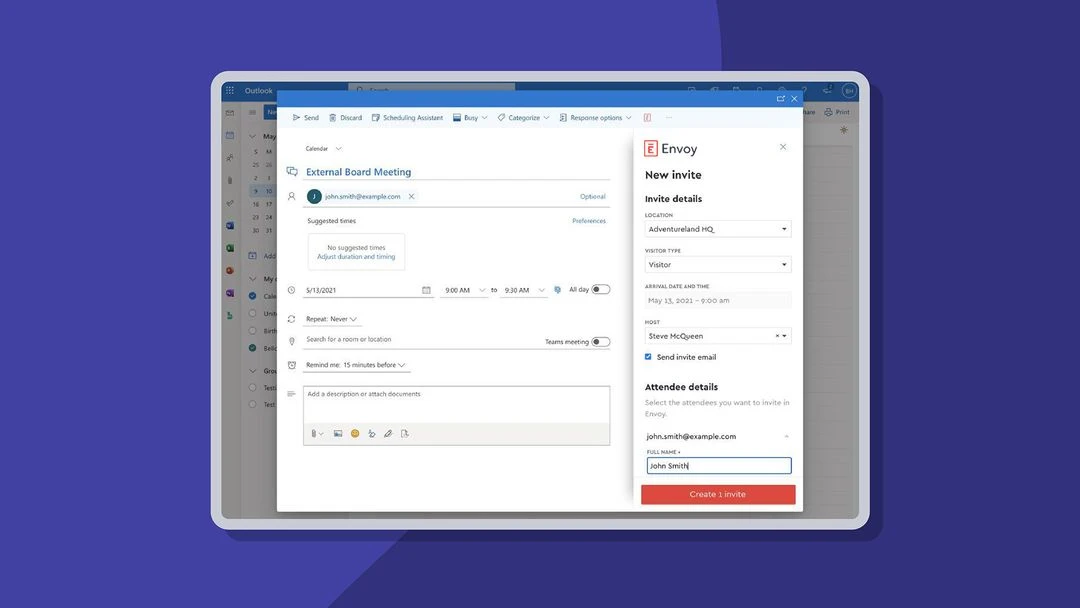 An illustration of the Envoy for Outlook integration