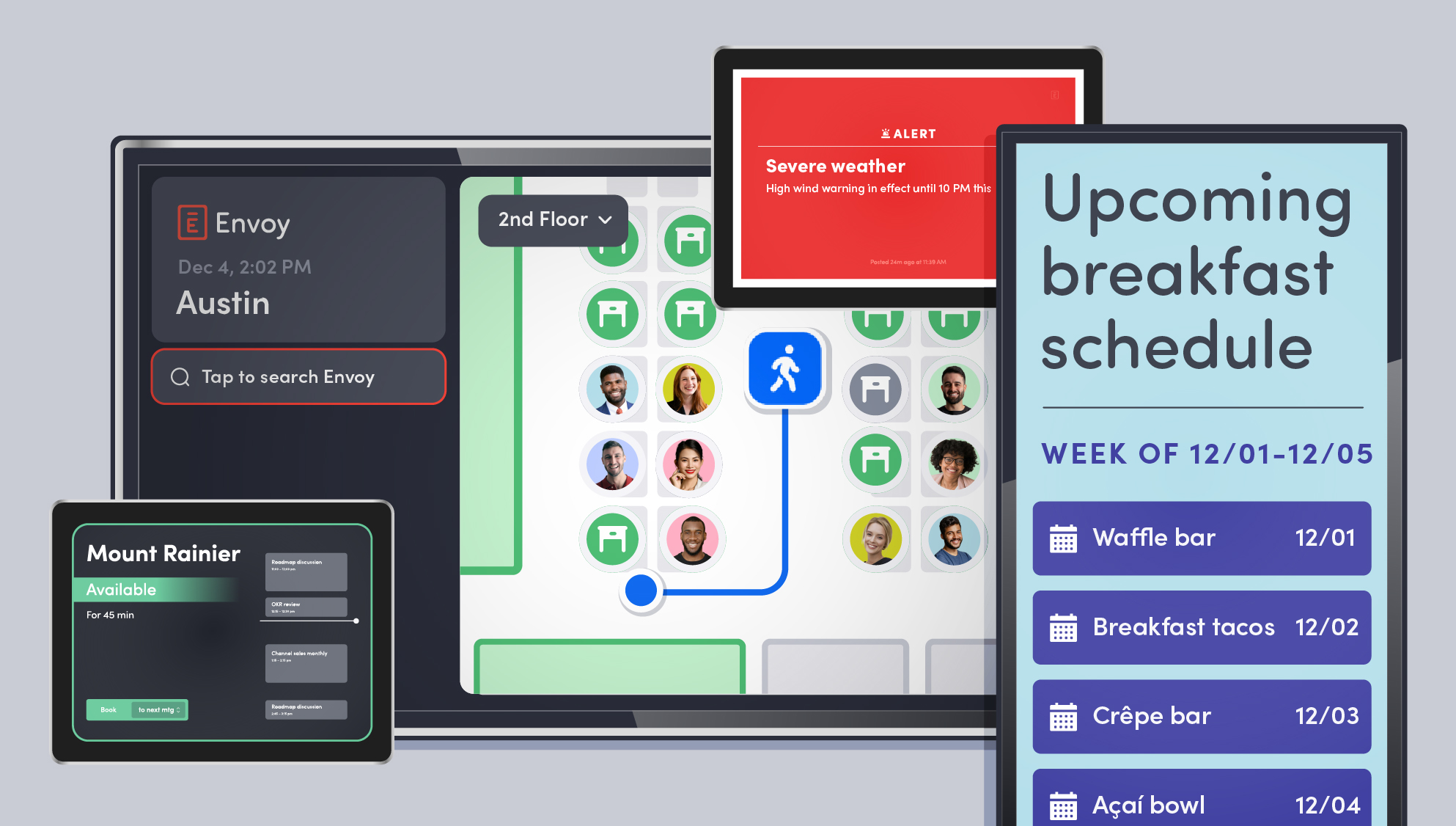 Illustrated examples of digital signage in the workplace