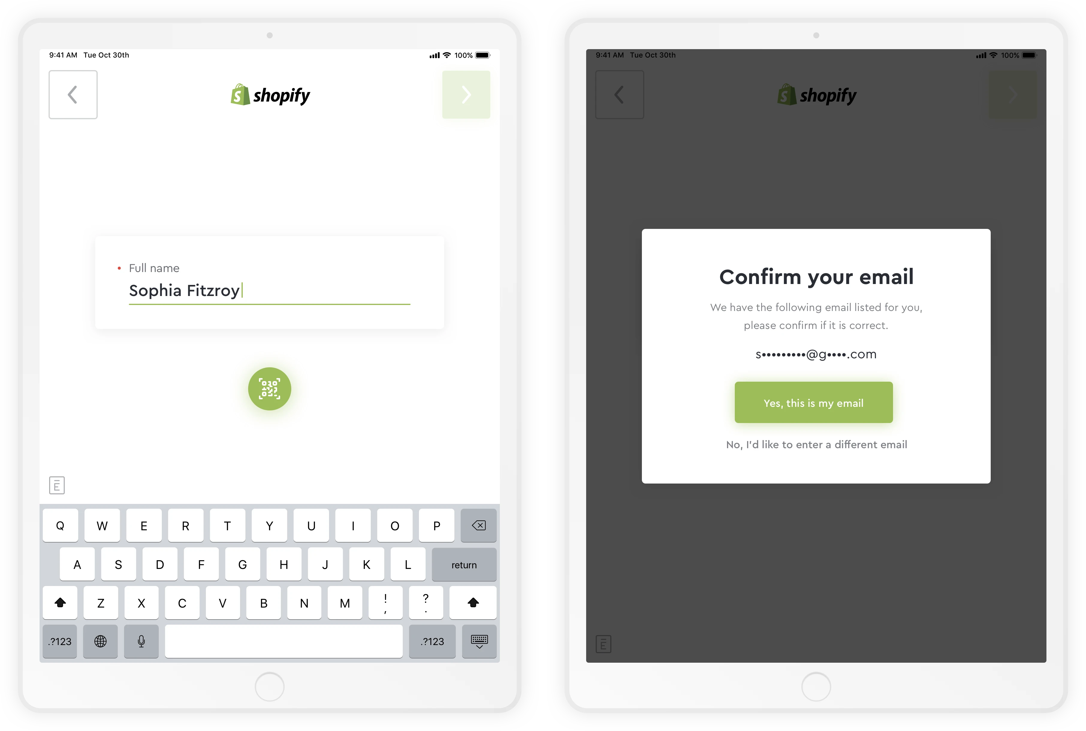 An iPad showing the Shopify sign in screen