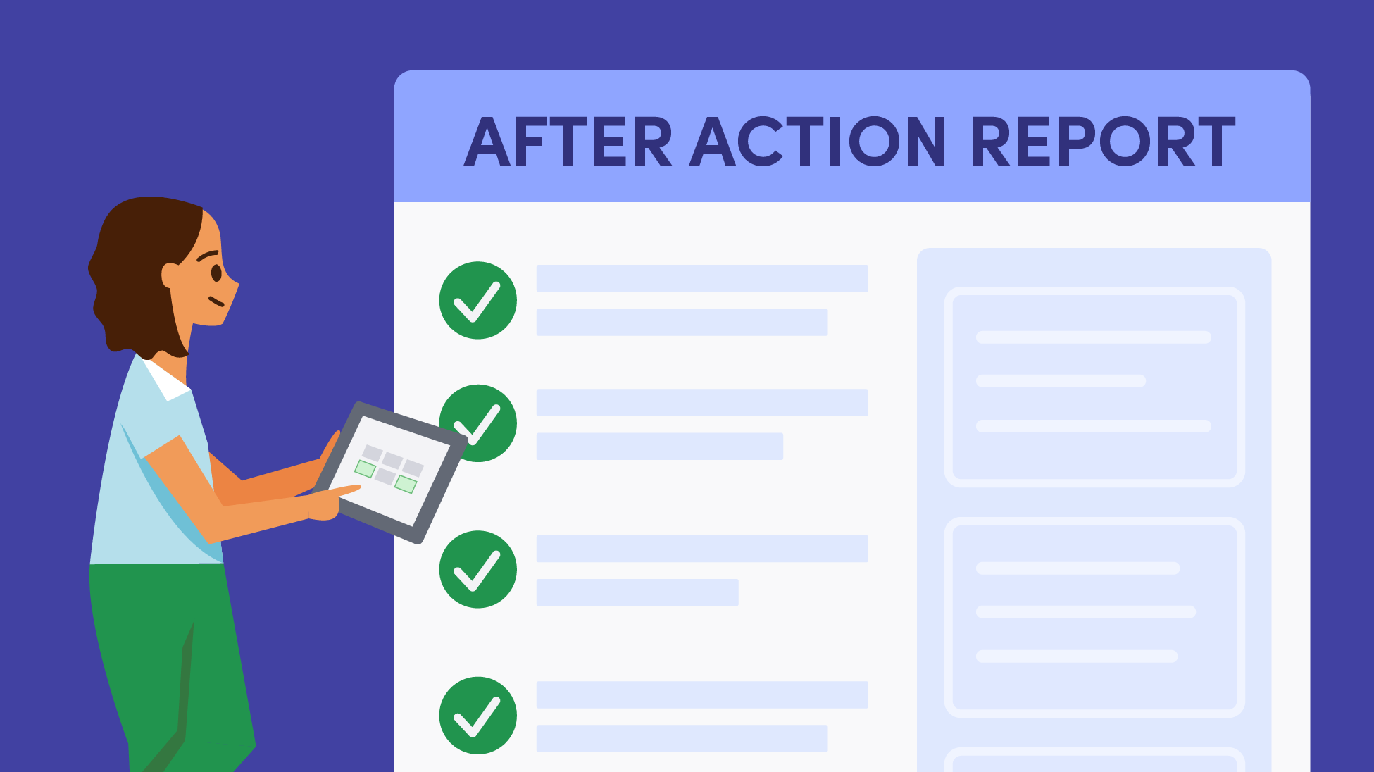 A workplace leader looking at an after-action report template
