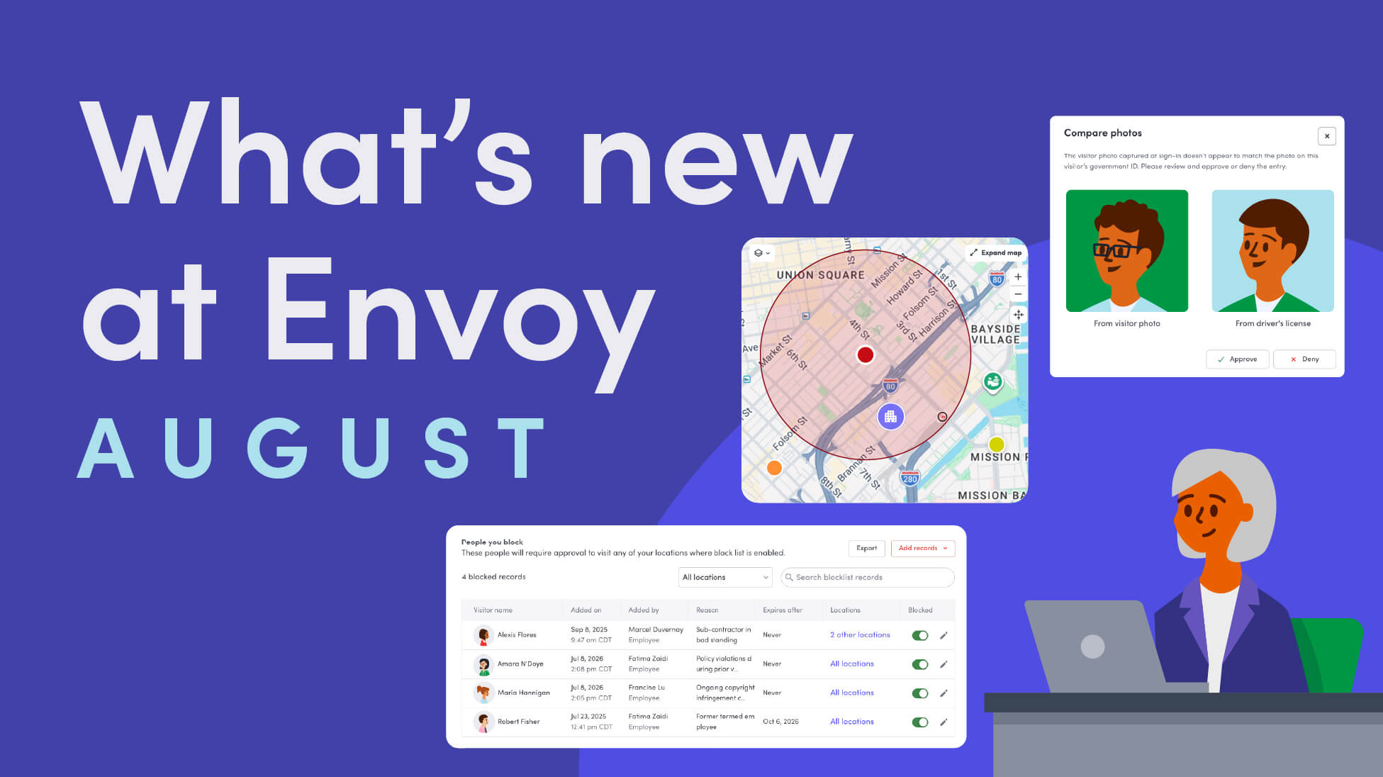 Hero image for What's New August 2026 product releases blog including blocklist, ID scanning, and threat intelligence imagery
