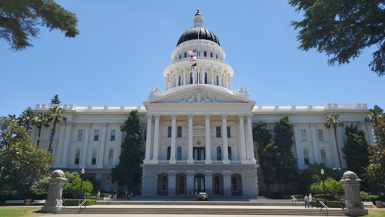 California State Capitol building under blue sky - SB 54 packaging legislation