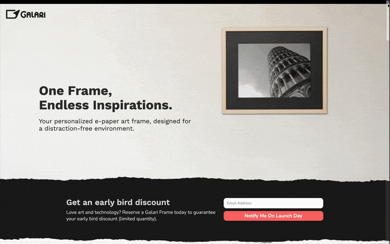 A GIF of the previous Galari site.