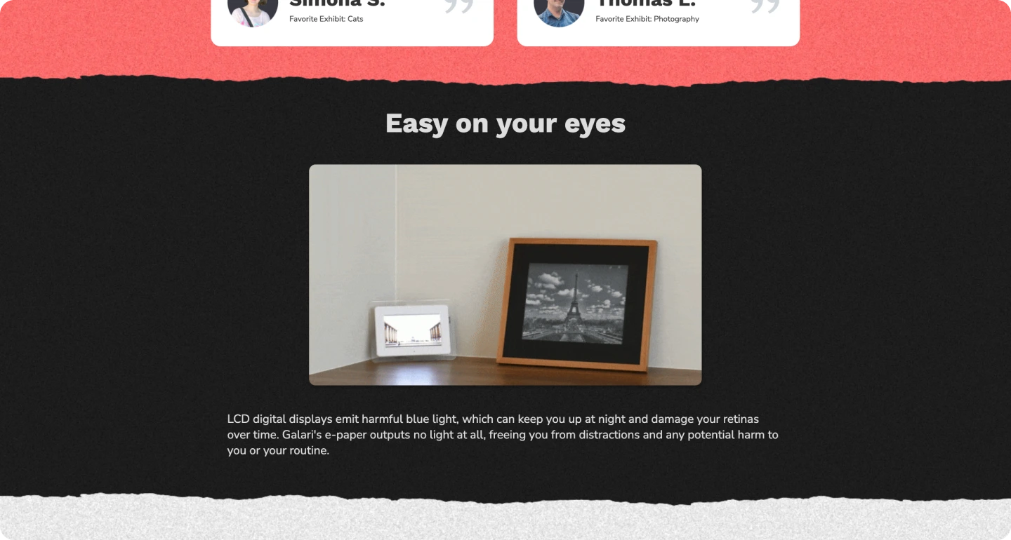 Screencap of the accepted "Easy on your eyes" Galari site section