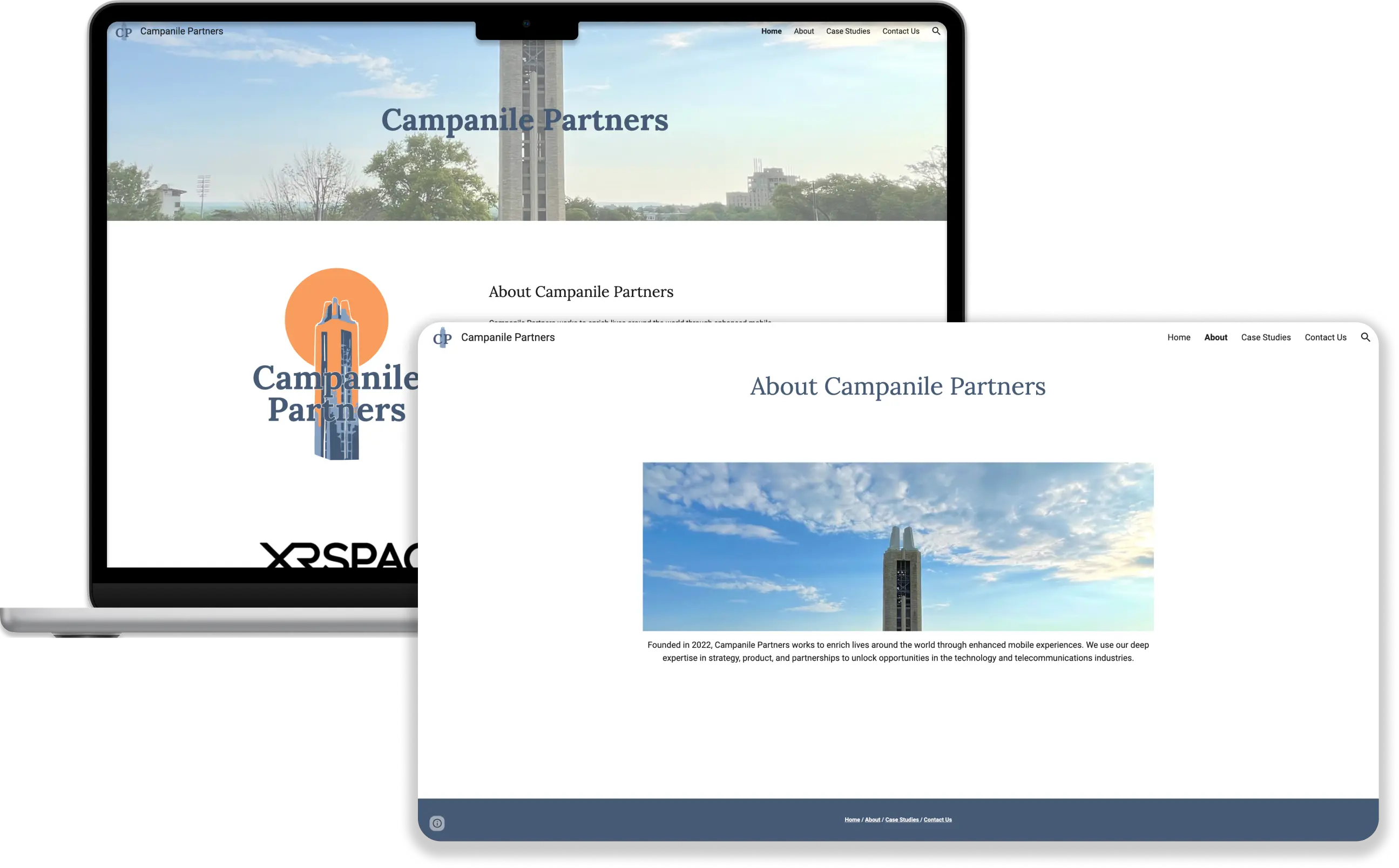 Screen preview of Campanile Partners webpage.