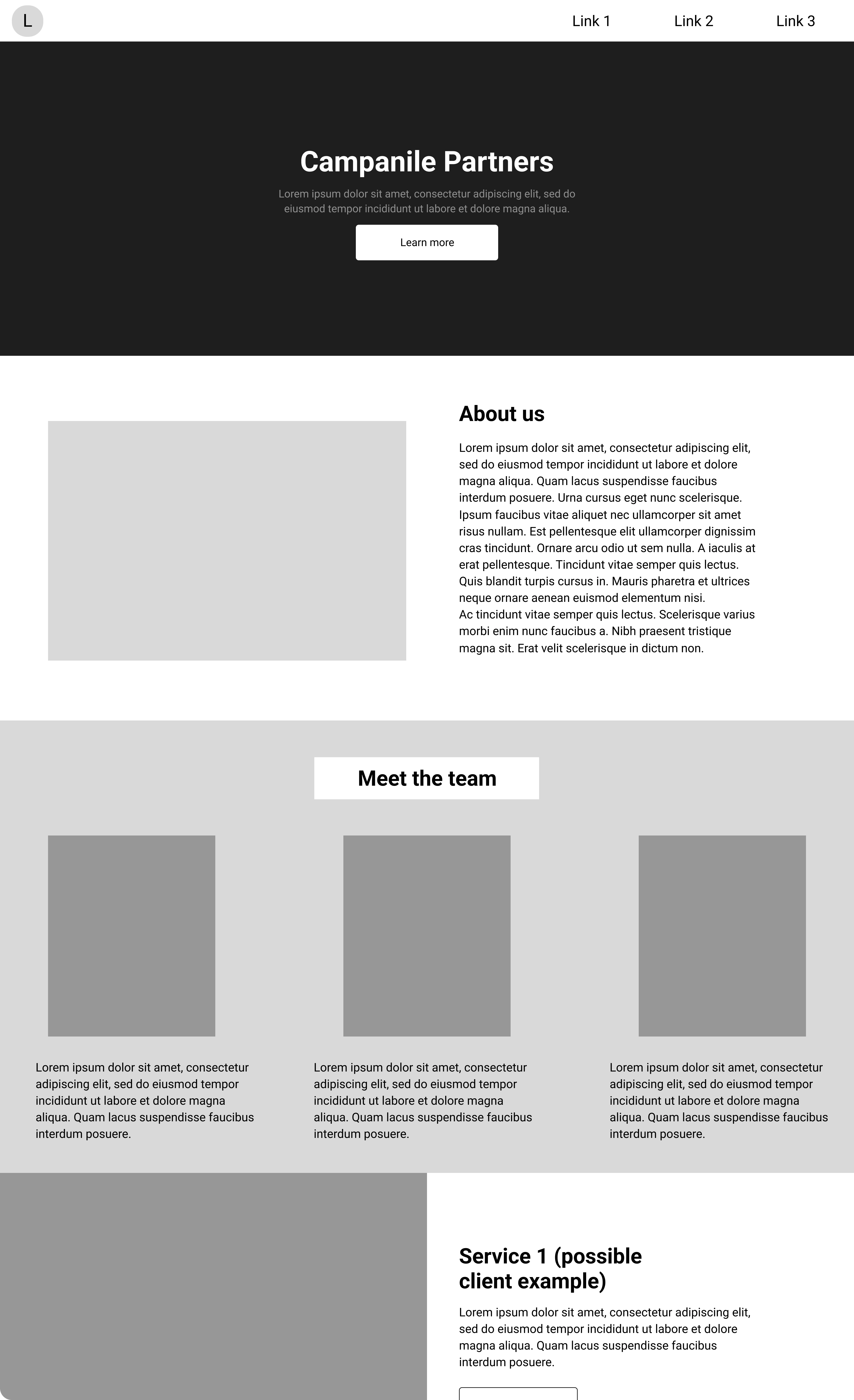 Figma prototype for Campanile Partners homepage (single page)