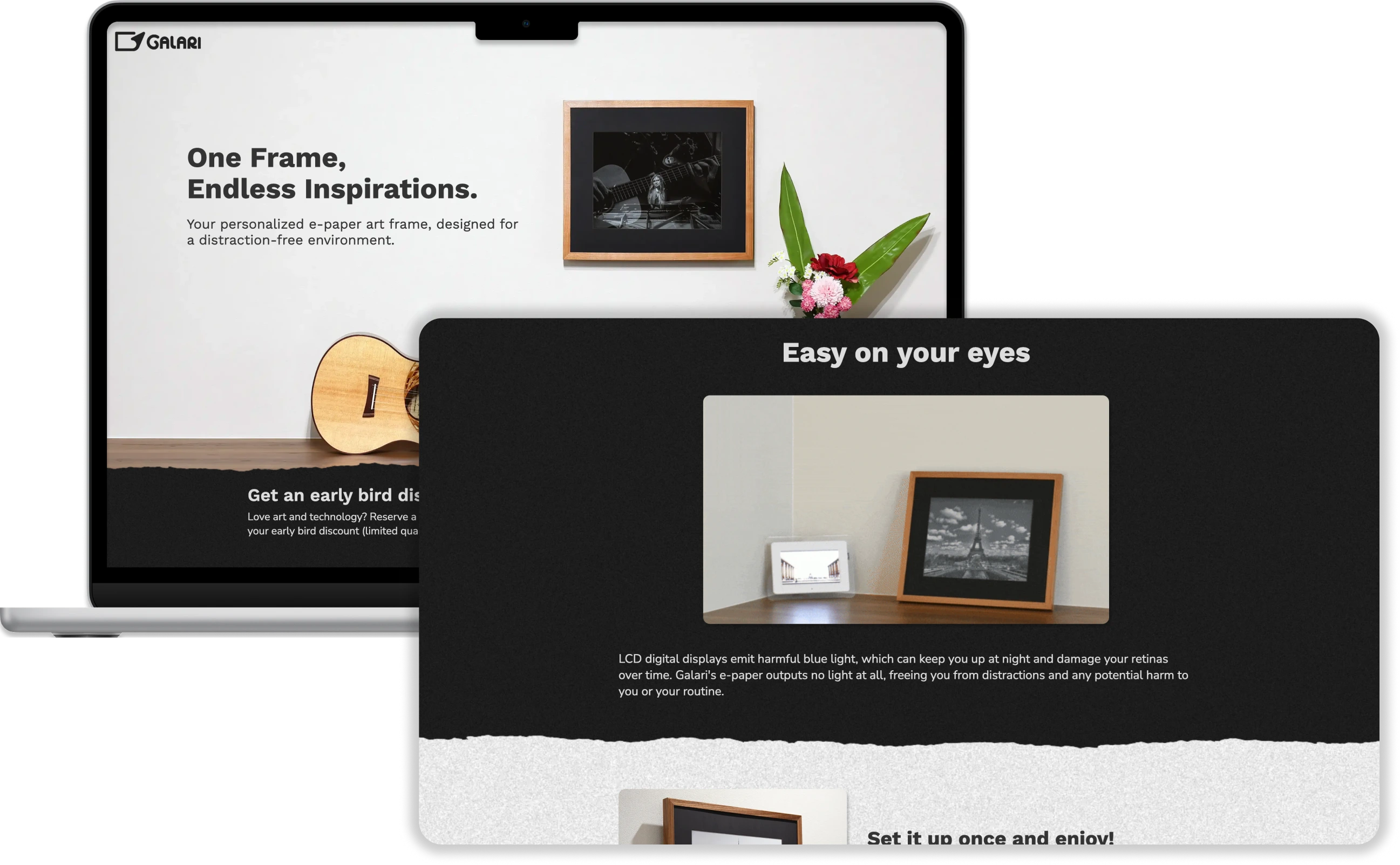 Screen preview of Galari webpage.