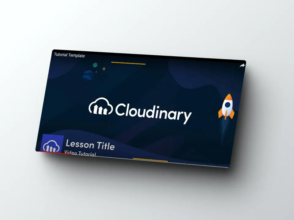 Hero mockup of Cloudinary video editing template against light grey background