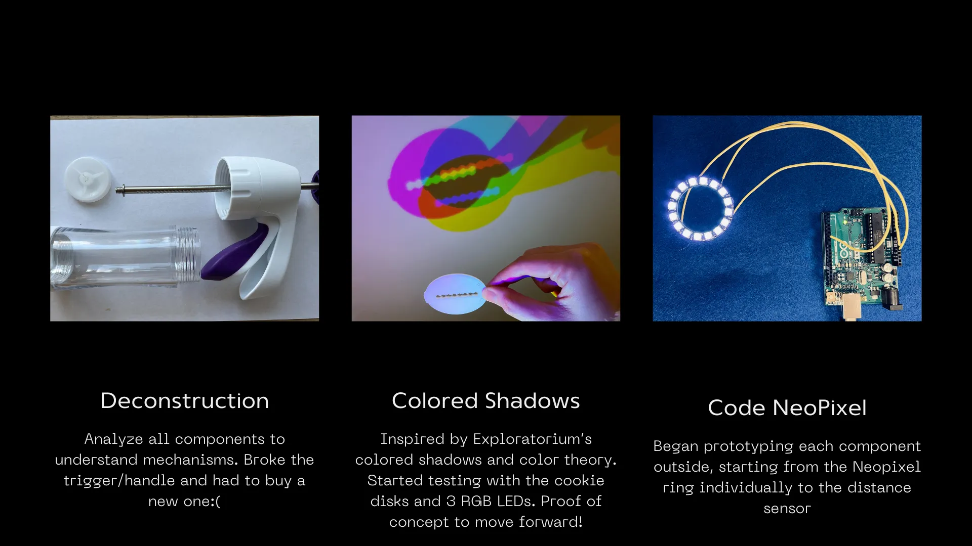 First half prototyping pictures including cookie press deconstruction and individual component testing