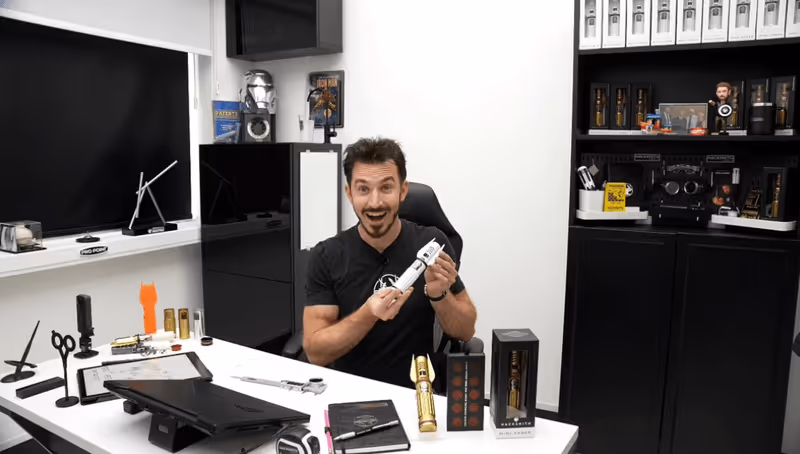 James with the lightsaber store products