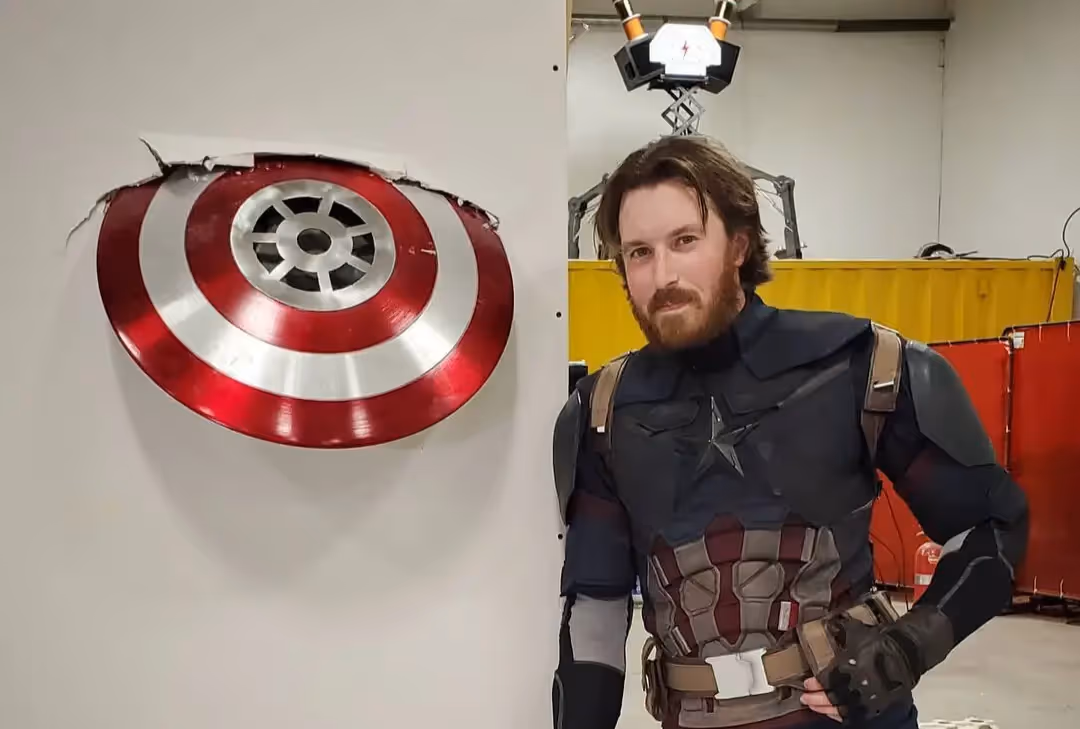 Captain's America shield in the wall, with James