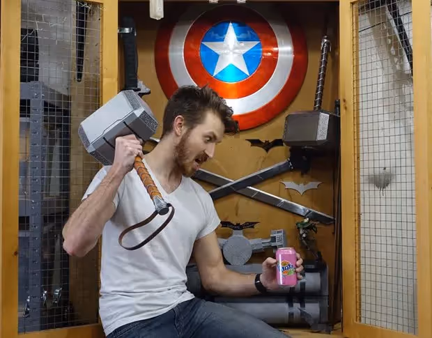 James using Thor's hammer