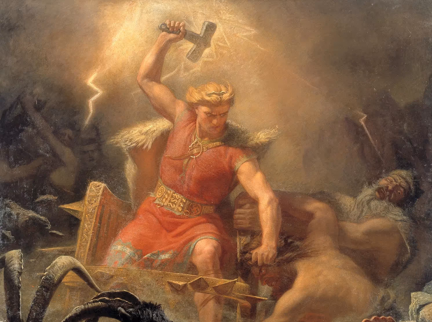 Old painting of Thor