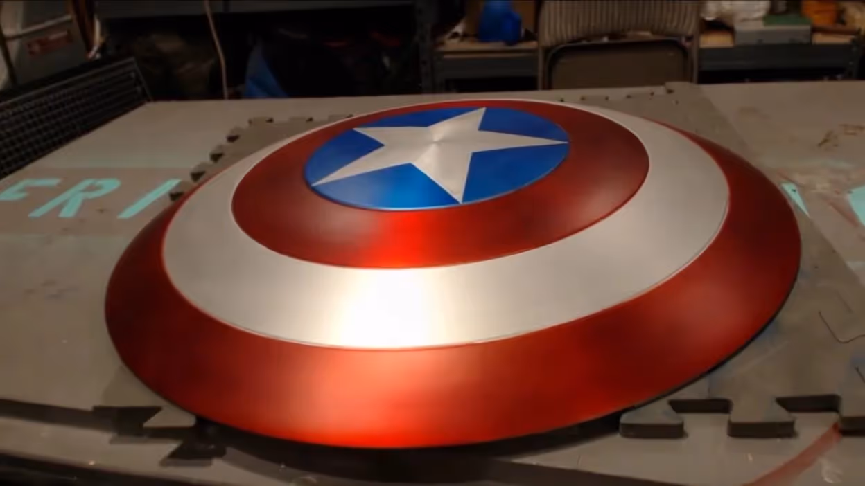 Captain's America shield on a table