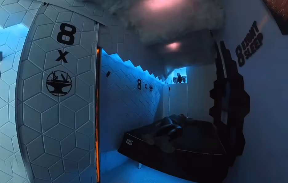 Sleeping pod build by Hacksmith in partnership with 8 sleep