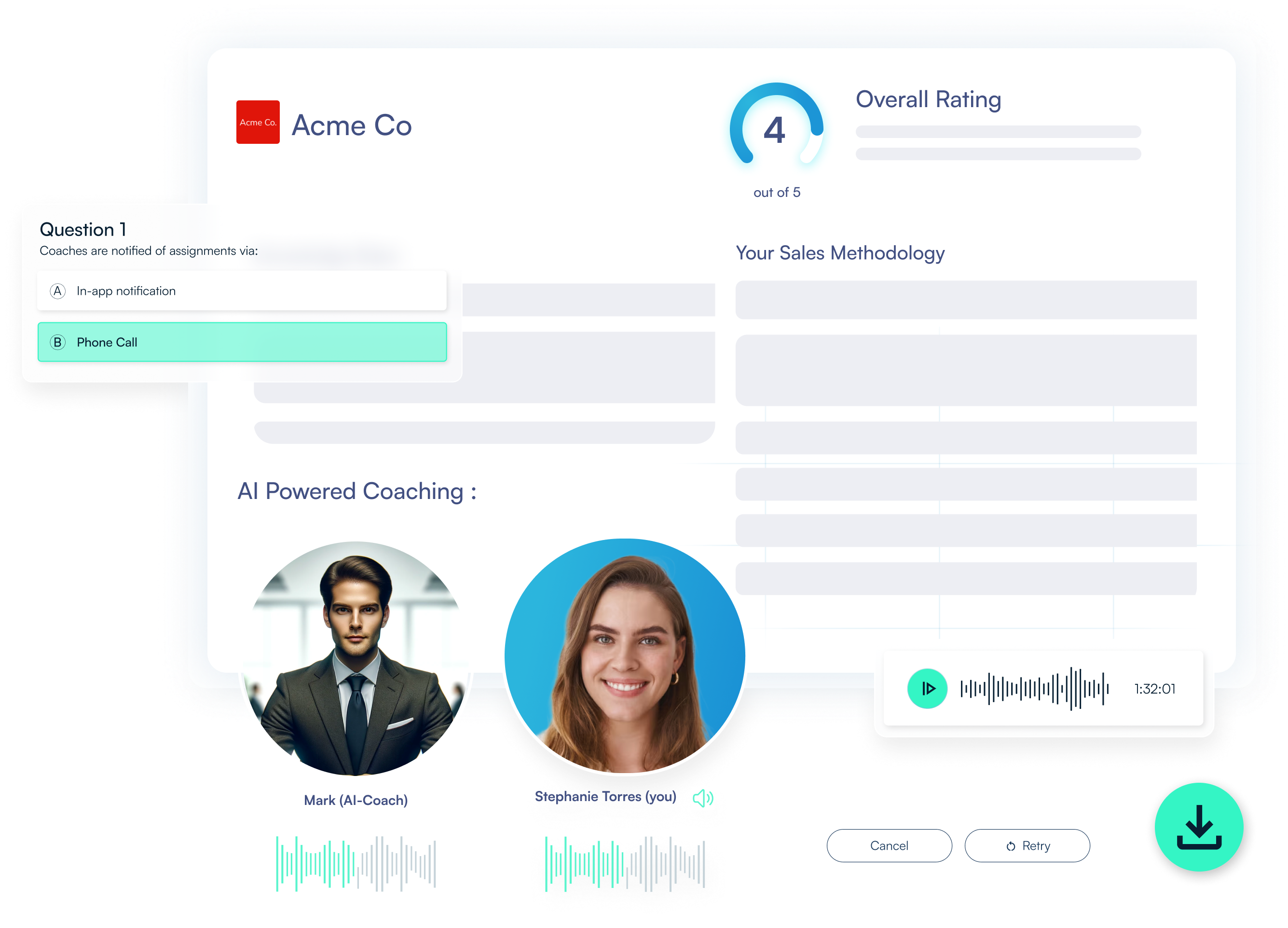 Letter AI coaching and AI role-play screenshot