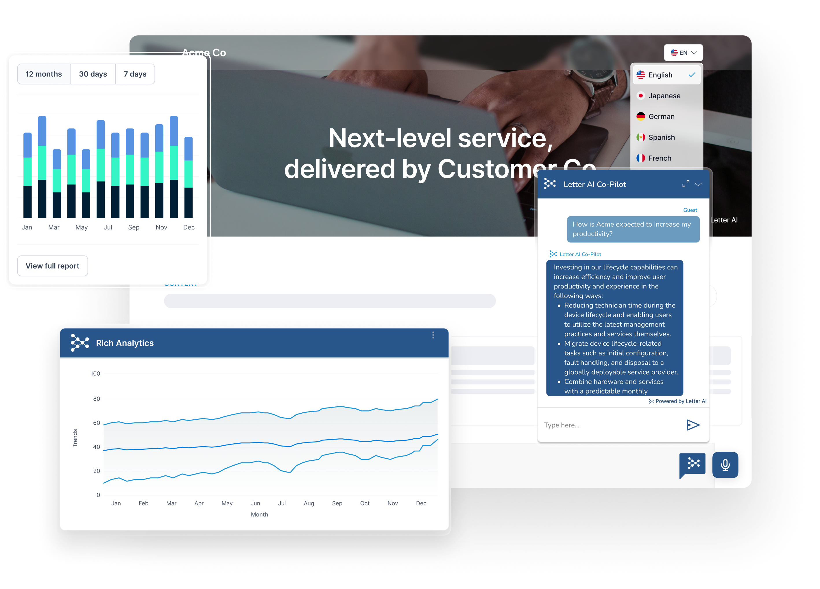 Letter AI end-customer AI co-pilot screenshot