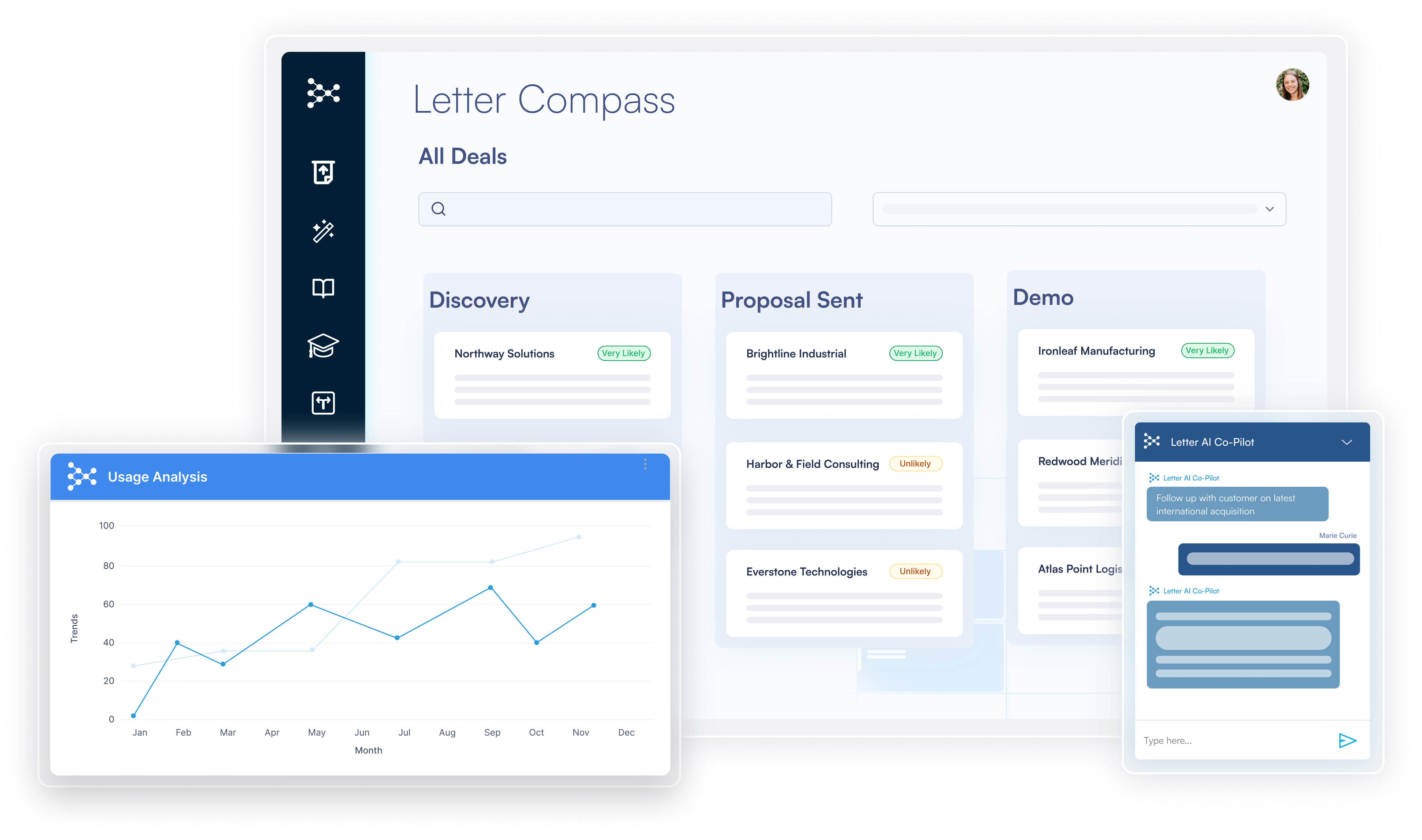 Letter Compass daily pulse dashboard screenshot